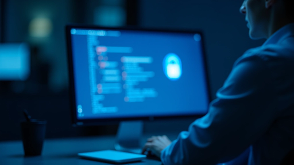 Sikkerhedscertifikat og låst padlock-ikon på computerskærm med blå baggrundsbelysning